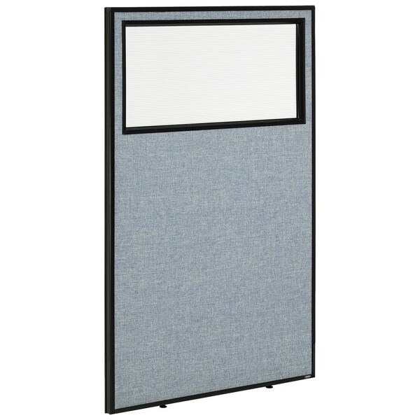 Global Industrial 36-1/4W x 60H Office Partition Panel with Partial Window, Blue 694659WBL - main